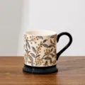 Vintage ceramic coffee mug with floral pattern, 400ml capacity for home and office use. - 301-400ml / Osmanthus - Color Box