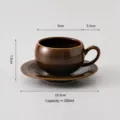 Retro keramische koffiekop en schotel set, elegant bruin design voor heerlijke thee. - 300ml / Donkerbruin Glazuur