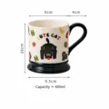 Ceramic coffee mug with cute black cat print, 400ml large capacity for home office use. - 301-400ml / Naughty Cat - Color Box