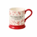 Retro ceramic coffee mug with red handle base, floral pattern and 400ml capacity for home. - 401-500ml / Classical Cup Gift Box