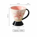 Tazza da Caffe in Ceramica Giglio Rosa Forma Tromba Piede Alto Tazza Colazione 320ml - Giglio Bianco