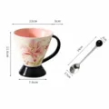 Tazza a tromba in ceramica con cucchiaio motivo giglio 320ml tazza caffè casa ufficio - Tazza Bianca Giglio + Cucchiaio Nero