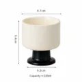 Taza de pie alto de ceramica taza de vela blanca taza de cafe estetica moderna chic - Base Negra Sólida