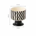 Taza de cerámica con pie alto motivo ondas blanco y negro portavelas taza de café elegante - Taza de Aromaterapia - Ola