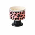 Rosa Leo-Print Keramik Kelch Kerzenbecher Skandi Stil süße Kaffeetasse Geschenk - Rosa Leopardenmuster