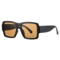 Lunettes de soleil carrees retro tendance a double pont avec protection UV pour tous les jours - Monture Noire Verres Marron