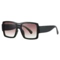 Lunettes de soleil carrées à double pont, monture noire oversize rétro protection solaire - Monture Noire Verres Thé Dégradé