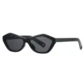 Fashion casual geometric small frame sunglasses, minimalist vintage outdoor street sun glasses. - Black Frame Black Grey Lens