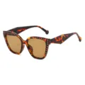 Gafas de sol oversize geométricas vintage con remaches metálicos y lentes marrones. - Montura Carey Lentes Té
