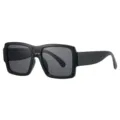 Lunettes de soleil carrees noires a monture epaisse avec double pont, style retro chic. - Monture Noire Verres Noir Gris