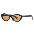 Black geometric sunglasses with brown lenses, stylish irregular frame for women and men. - Black Frame Brown Lens