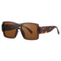 Lunettes de soleil carrees oversize avec monture effet écaille et verres marron chic. - Monture Léopard Verre Thé Foncé