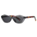 Geometric small frame sunglasses in translucent grey and tortoiseshell temples for outdoor. - Gray Frame Black Gray Lens