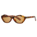Stylish retro geometric small frame sunglasses with tortoise shell design and brown sun lenses. - Leopard Frame Tea Lens