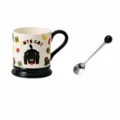 Ceramic coffee mug with cute cat pattern and matching spoon, capacity 400ml home drinkware. - Classical Mug with Spoon