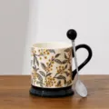 Vintage ceramic coffee mug with floral pattern, elegant osmanthus design, 400ml capacity cup. - 301-400ml / Osmanthus - Color Box + Spoon
