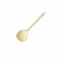 Cream ceramic spoon kitchen tableware soup spoon with hanging hole 16.2cm length - 4 Yellow Long Spoons
