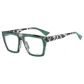 Modische übergroße quadratische Brille Fassung trendige polygonale optische Brille - Grüner Leopardenrahmen