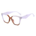 Gafas retro geométricas de montura grande con bloque de color y elegantes remaches metálicos. - Marco de Carey Púrpura