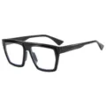 Große dicke schwarze Brillenfassung, modische Oversize Flachglas Brille für Damen. - Schwarz