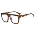 Grosse polygonale Flachrand-Brille mit stilvollem Schildpatt-Muster fuer den Alltag. - Leopardenrahmen