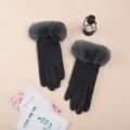 Gants chauds tactiles d'hiver pour femmes, gants en tricot pelucheux coupe-vent épaissis. - Gris foncé