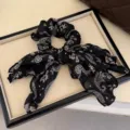Retro negro y blanco paisley cinta coletero para el pelo con elegante lazo para mujer. - Paisley Negro
