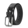 Ceinture en cuir classique pour homme affaires casual boucle ardillon alliage noir - Noir / 115cm