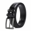 Men's genuine leather belt with alloy pin buckle black casual business waist strap - Electroplated Black / 120cm