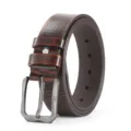 Ceinture en cuir pour homme avec boucle ardillon en alliage, marron texturé rétro. - Chameau / 115cm