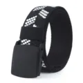 Mens tactical nylon belt with creative geometric pattern, durable casual trouser belt for outdoor. - Black / 105cm