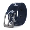 Men's tactical woven belt with stylish white geometric pattern and metal pin buckle. - Green