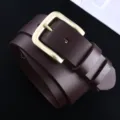 Herren Freizeit Brauner Ledergürtel mit Metallschnalle, vielseitiger Hosengürtel Alltag. - 110cm / Kaffeebraun