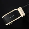 Herren Automatik Schnalle Ledergürtel schwarz und gold Business Freizeit Gürtel Variante SKU - 115cm / Goldenes Armband