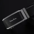 Herren Leder Business Freizeit Automatik Schnalle Gürtel schwarzes Mode Accessoire - 115cm / Schwarzes Lederarmband