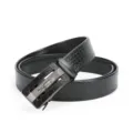 Herren Automatik Schnalle Ledergürtel schwarz Krokodil Muster Business Modegürtel - 120cm / Schwarze Schnalle Schwarz Gürtel
