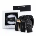 Herren Ledergürtel Set mit automatischer Legierungsschnalle, klassischer Business Anzug Gürtel. - Goldschnalle Luxus Geschenkkarton / 120cm