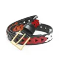 Herren Leder geflochtener Gürtel vintage Freizeit Taillengürtel buntes Kontrastdesign Schnalle - Stil 3