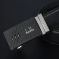 Herren Ledergürtel mit automatischer Metallschnalle, klassischer schwarzer Business Gürtel. - 115cm / Stil 3