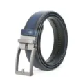 Stilvoller Herren Automatik Schnalle Ledergürtel Business Freizeit Ratschen Gürtel - 120cm / Saphirblau