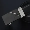 Herren Ledergürtel mit automatischer Metallschnalle, klassischer schwarzer Business Freizeitgürtel. - 115cm / Stil 4