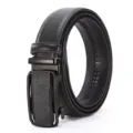Herren Automatik Schnalle Ledergürtel schwarz lässig Business stilvolle Hose Gürtel - 125cm / Schwarz