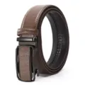 Brauner Herren Ledergürtel mit Automatikschließe, eleganter Business Freizeit Hosengürtel. - 125cm / Kaffeebraun