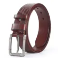 Cinture homme cuir veritable motif crocodile luxe daffaires decontracte boucle ardillon metal - 110cm / Café