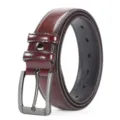Herren dunkelbrauner Ledergürtel mit Metallschnalle, klassisches Business-Casual-Accessoire. - Rotbraun