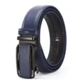Blue Men Leather Belt Automatic Buckle Business Casual Ratchet Pants Belt Stylish - Blue