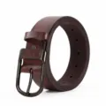 Cinturon de cuero para hombre estilo casual de negocios clasico con hebilla metalica. - 125cm / Gunmetal y Café