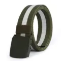 Nylon Gurtband Gürtel mit Kunststoffschnalle Outdoor Freizeit grün weiße Streifen - Armeegrün / 120cm