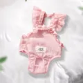 Cute pink pet sanitary pants with ruffles and buttons, breathable dog diaper clothes. - S / Auli Pink