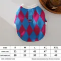 Cute argyle knit cat sweater with leash ring, cozy two-legged pet apparel for autumn winter. - S / Blue